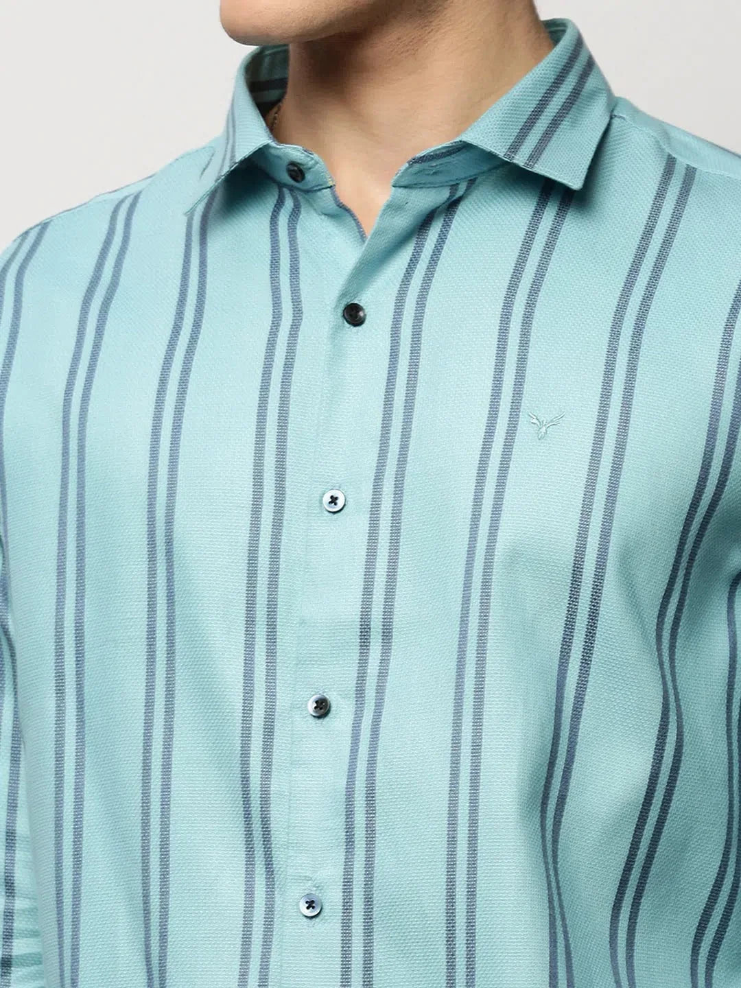 Mens Striped Cotton Shirt - Blue Casual Shirt | DesiQlo