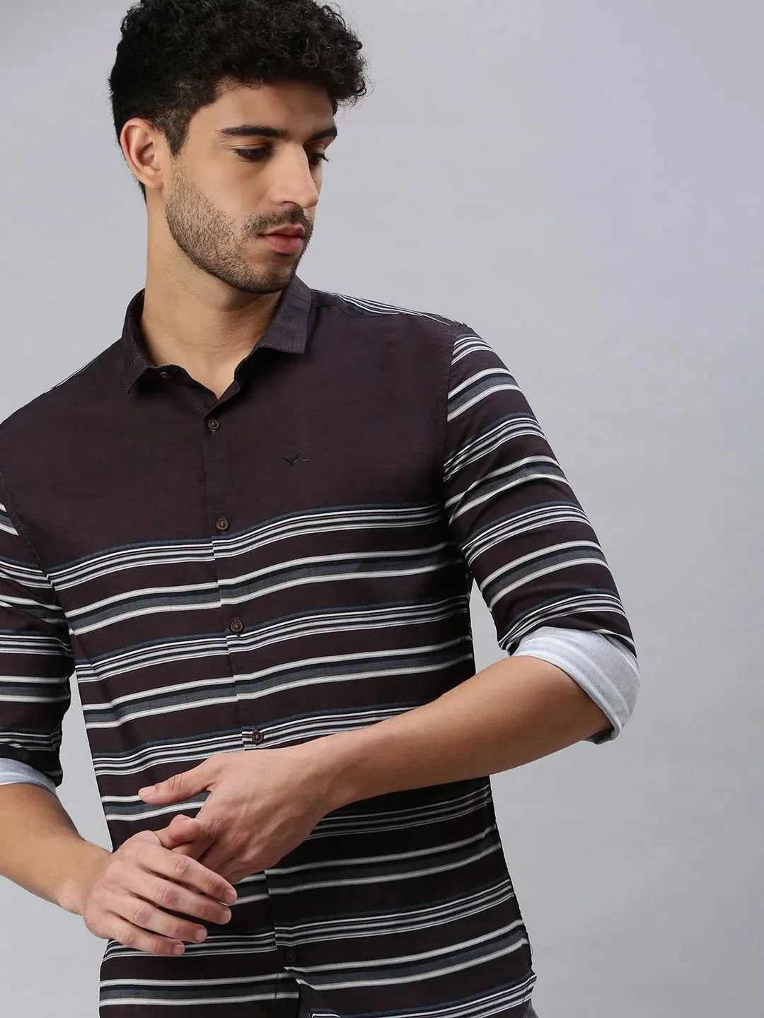 Black Striped Mens Shirt | Cotton Casual Shirt - DesiQlo