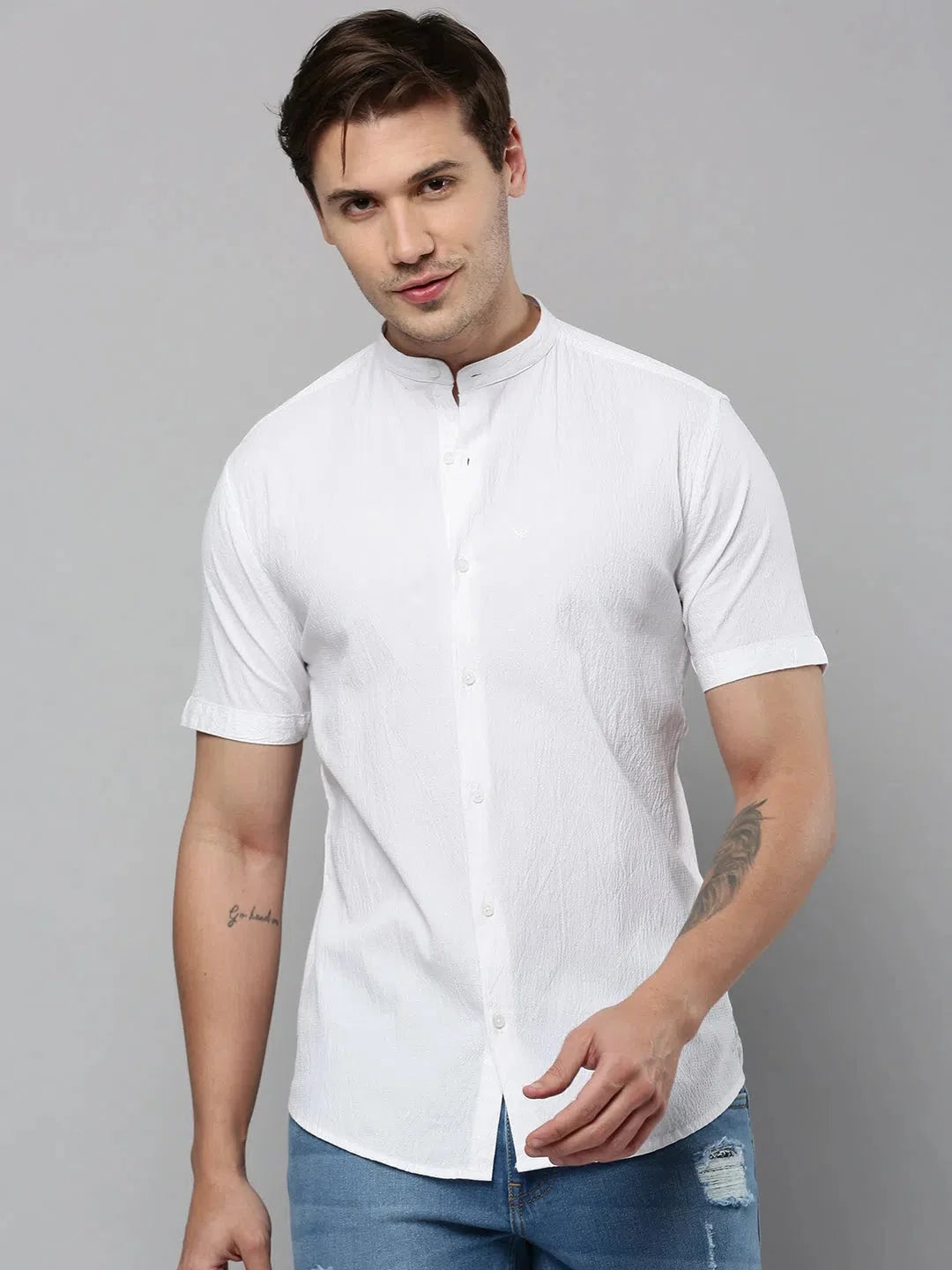 Men's White Cotton Shirt - Solid Casual Shirt | DesiQlo