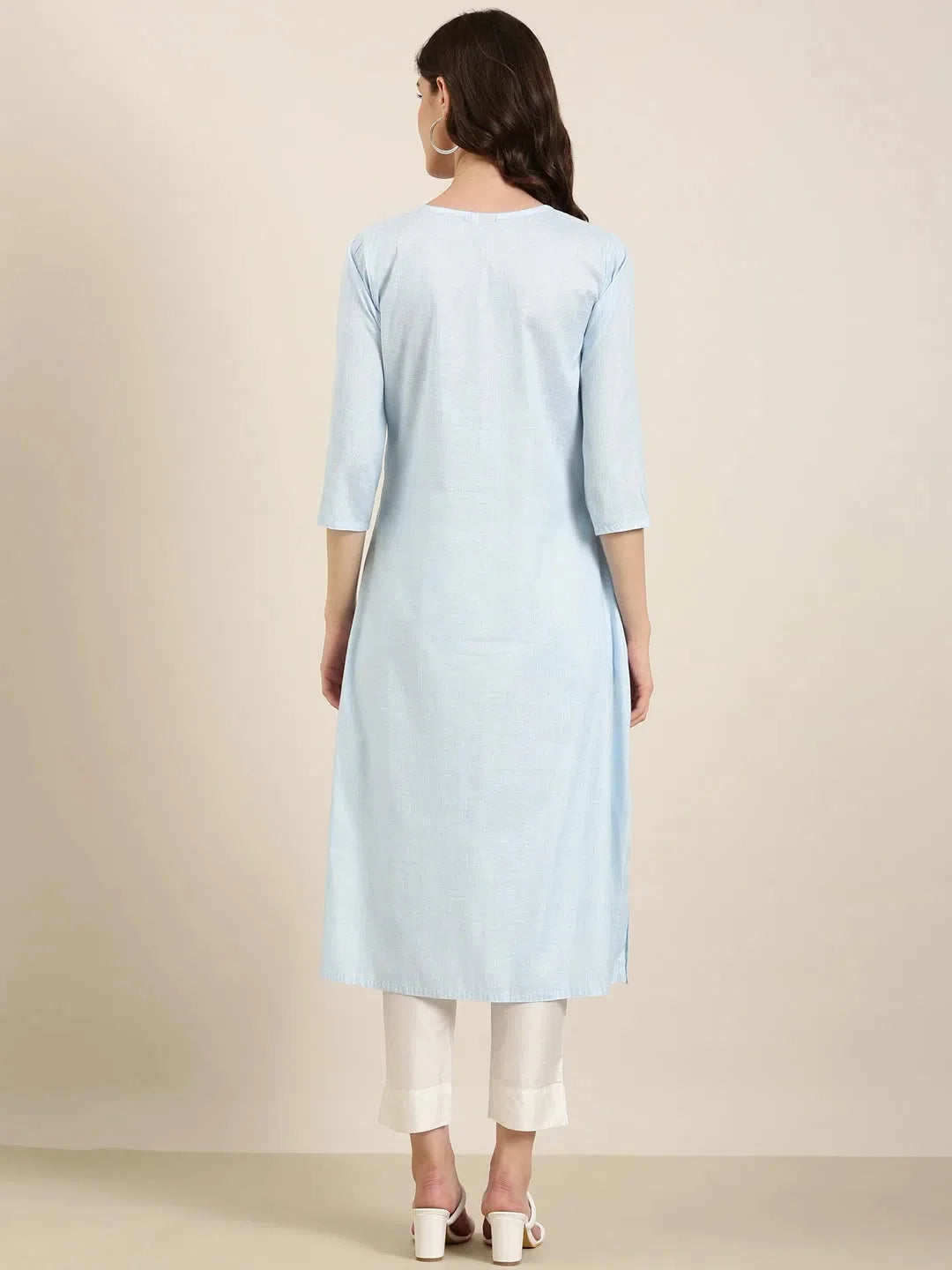 Blue Striped Indian Kurta for Women | Cotton Kurta Design