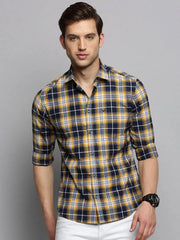 Men Navy Checked Casual Shirt-BOXERCHECKS-3339-Navyblue
