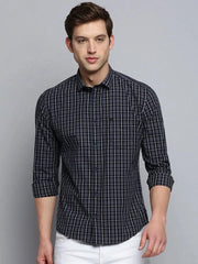 Men Black Checked Casual Shirt-SOMNIUMCHECKS-2005-Black