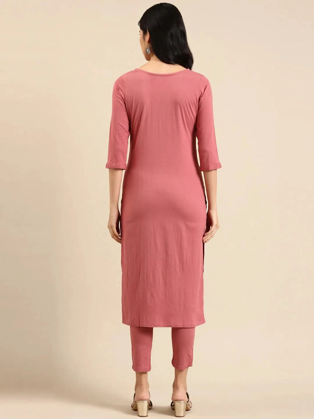 Pink Solid Cotton Kurta Set | Women's Indian Kurta Sets