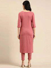 Women's Pink Solid Kurta SetKC-3310-Pink