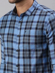 Men Blue Checked Casual Shirt-YARDCHECKS-1177-Blue