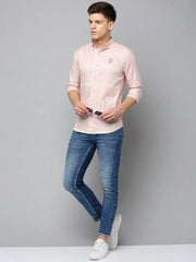 Men Peach Checked Casual Shirt-TAJIMACHECKS-5183-Peach