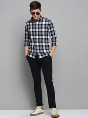 Men Navy Checked Casual Shirt-DALTONCHECKS-4101-Navyblue