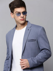 Men Grey Solid Blazer-LBR-4600-Grey