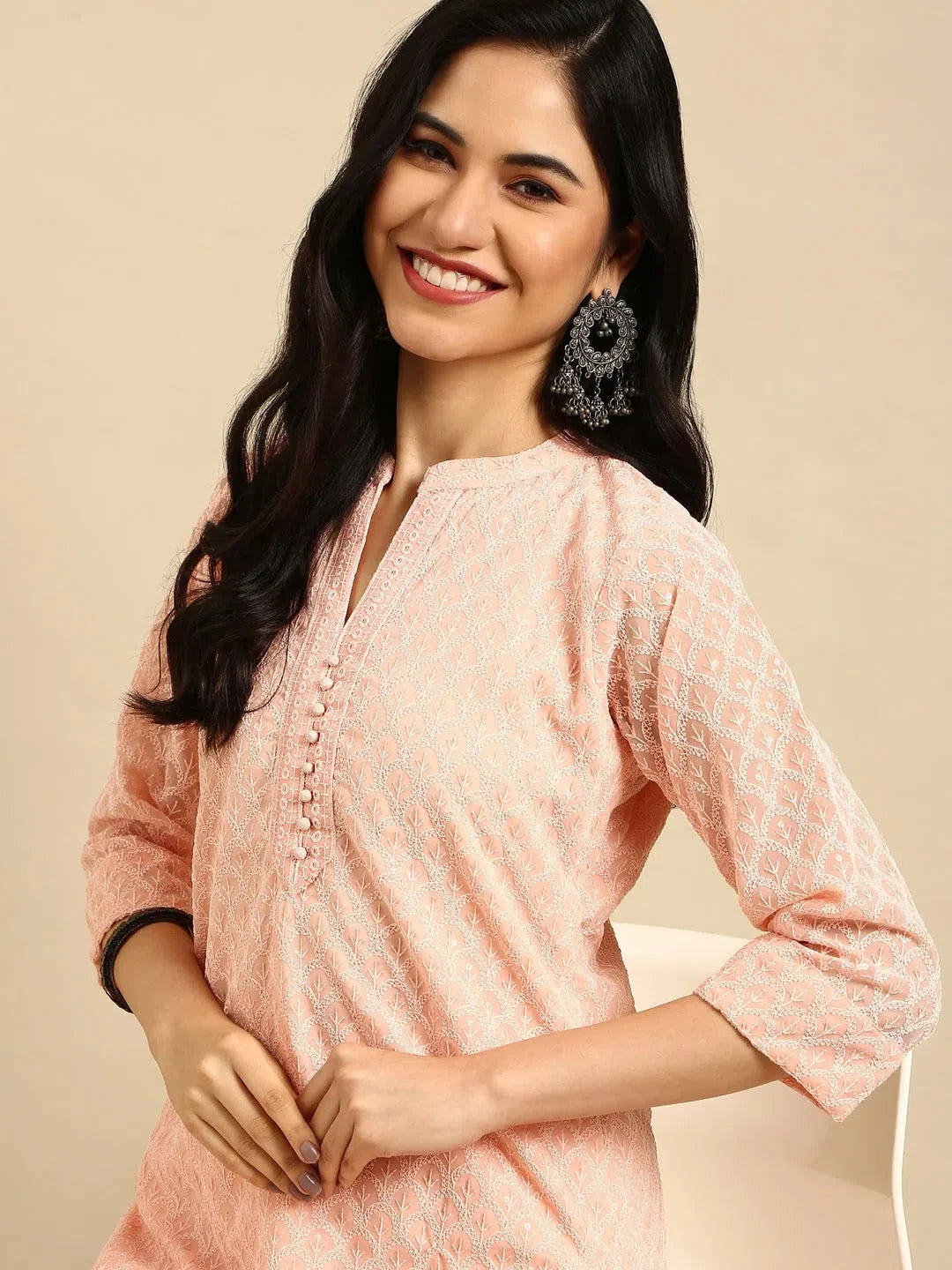 Pink Embroidered Kurta Set | Women's Indian Kurta Sets - Style 1