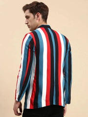 Men Multi Striped Party Blazer-SOBLZ-79-4-Multi