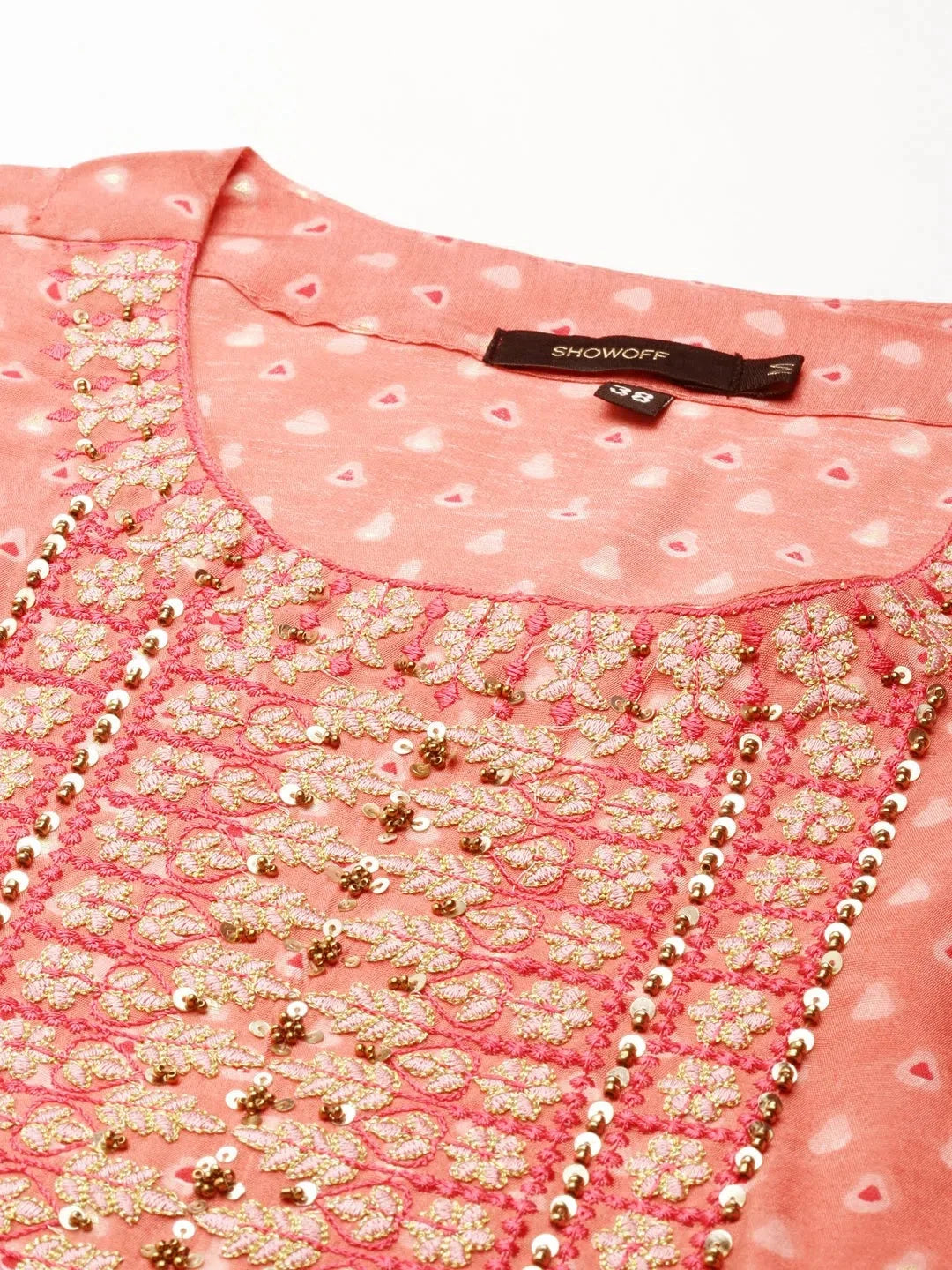 Peach Embroidered Kurta Set for Women | Designer Kurta Sets