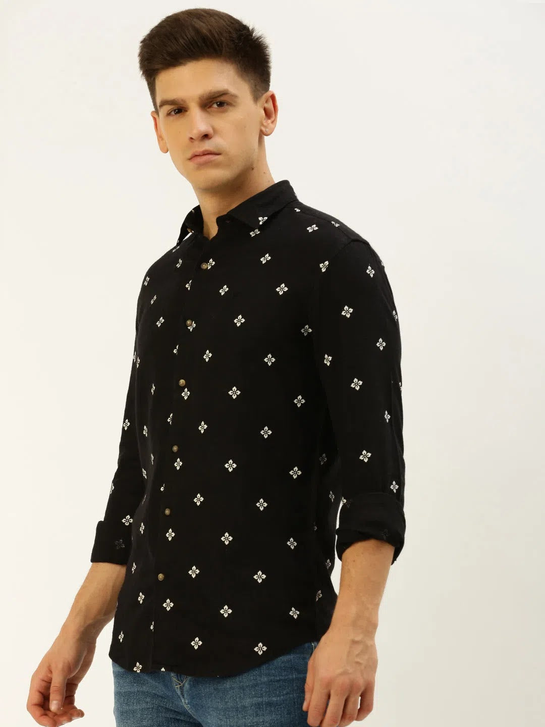 Men's Black Printed Linen Shirt | Stylish Casual Shirts