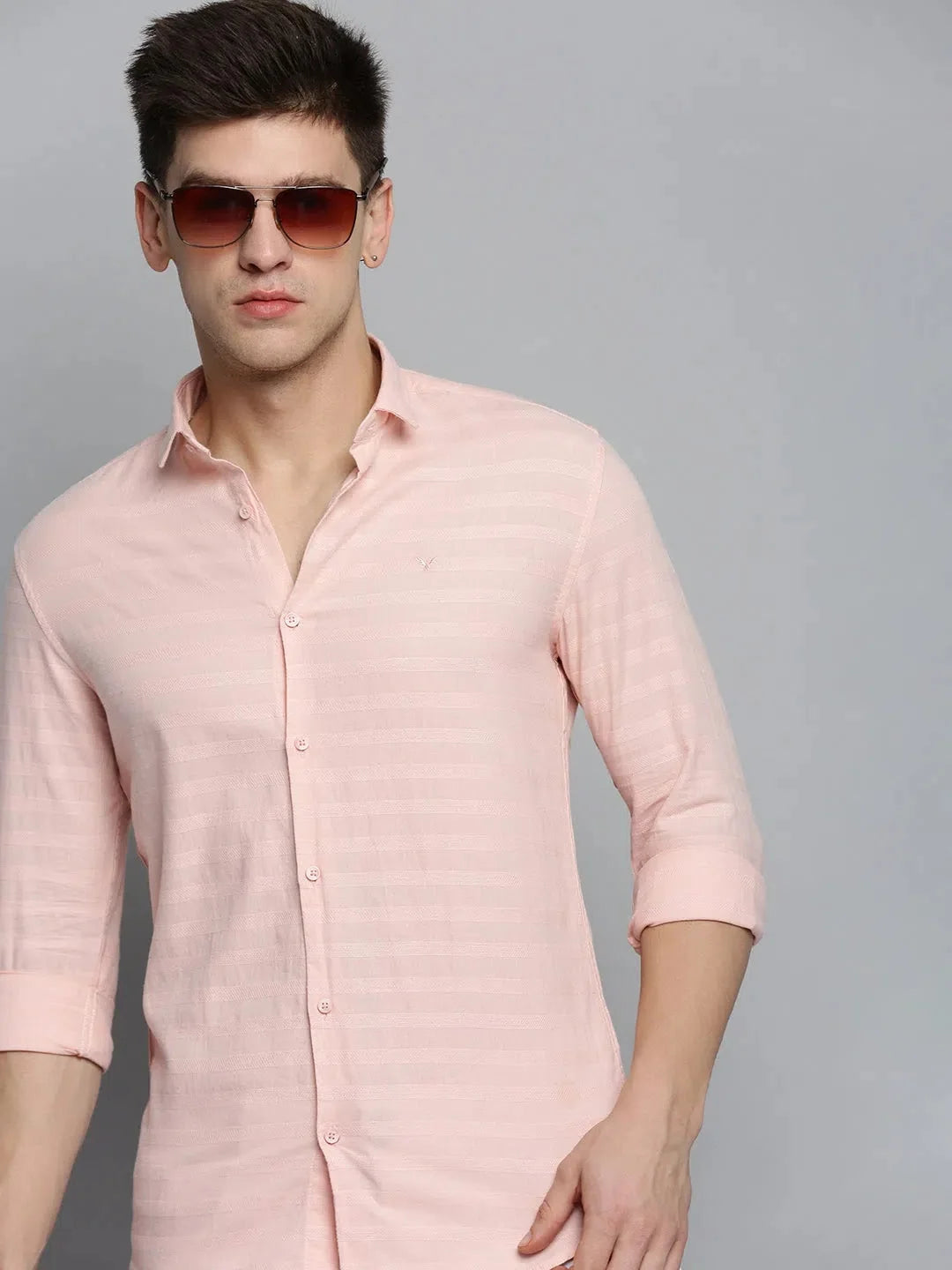 Men's Pink Cotton Shirt - Solid Casual Shirt | DesiQlo