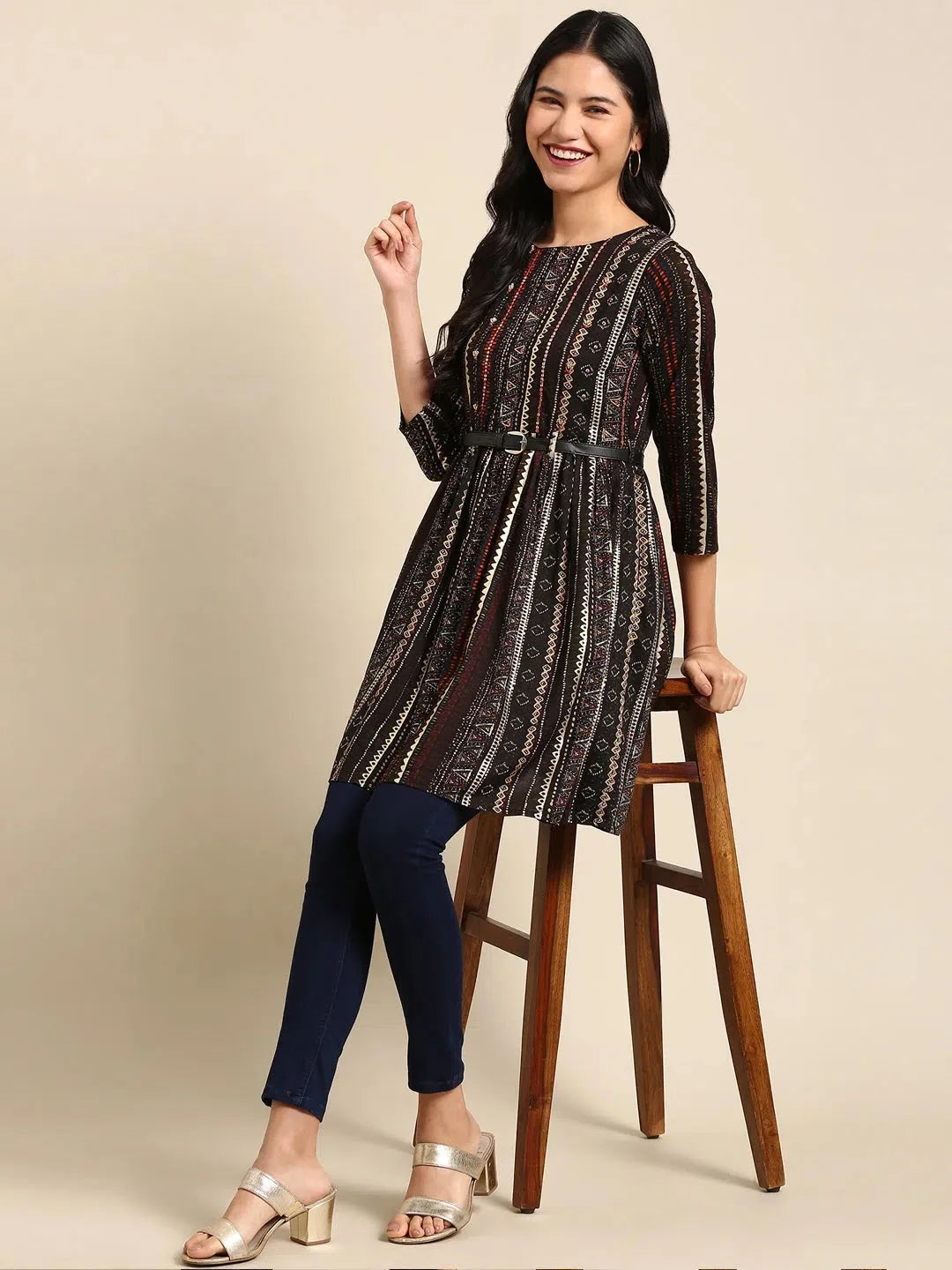 Black Embellished Anarkali Kurta | Cotton Anarkali Suit Set