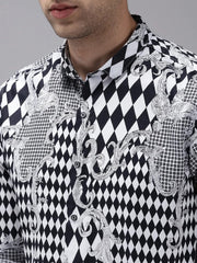 Men Black Printed Casual Shirt-SPARCKPRINT-1531-Black