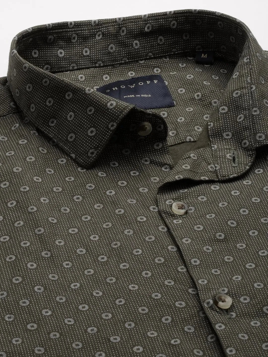 Green Printed Cotton Mens Shirt - Casual & Stylish Design