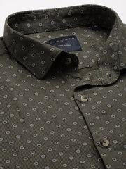 Men Green Printed Casual Shirt-BENTONPRINT-4032-Olive