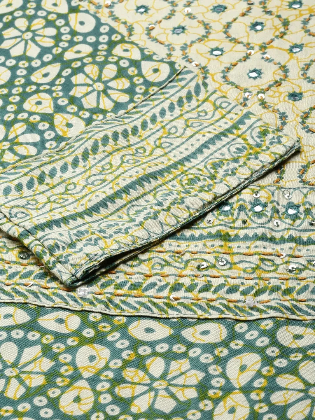 Green Printed Cotton Kurta: Shop Women's Indian Kurtis Online