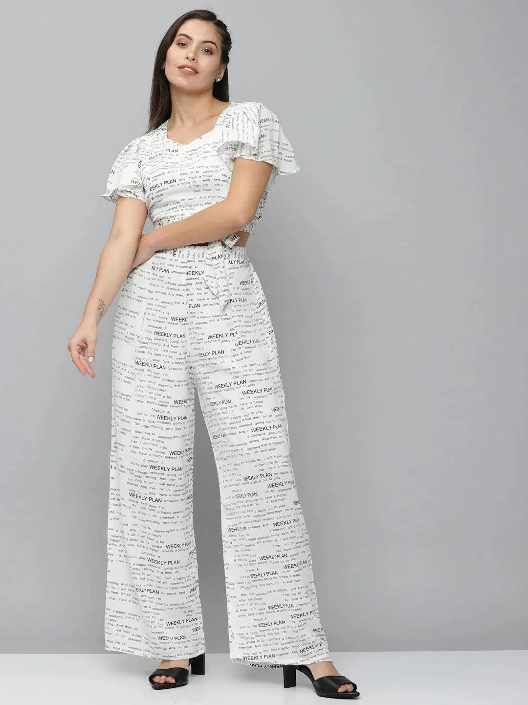 White Printed Co Ord Set for Women | Viscose Casual Co ord