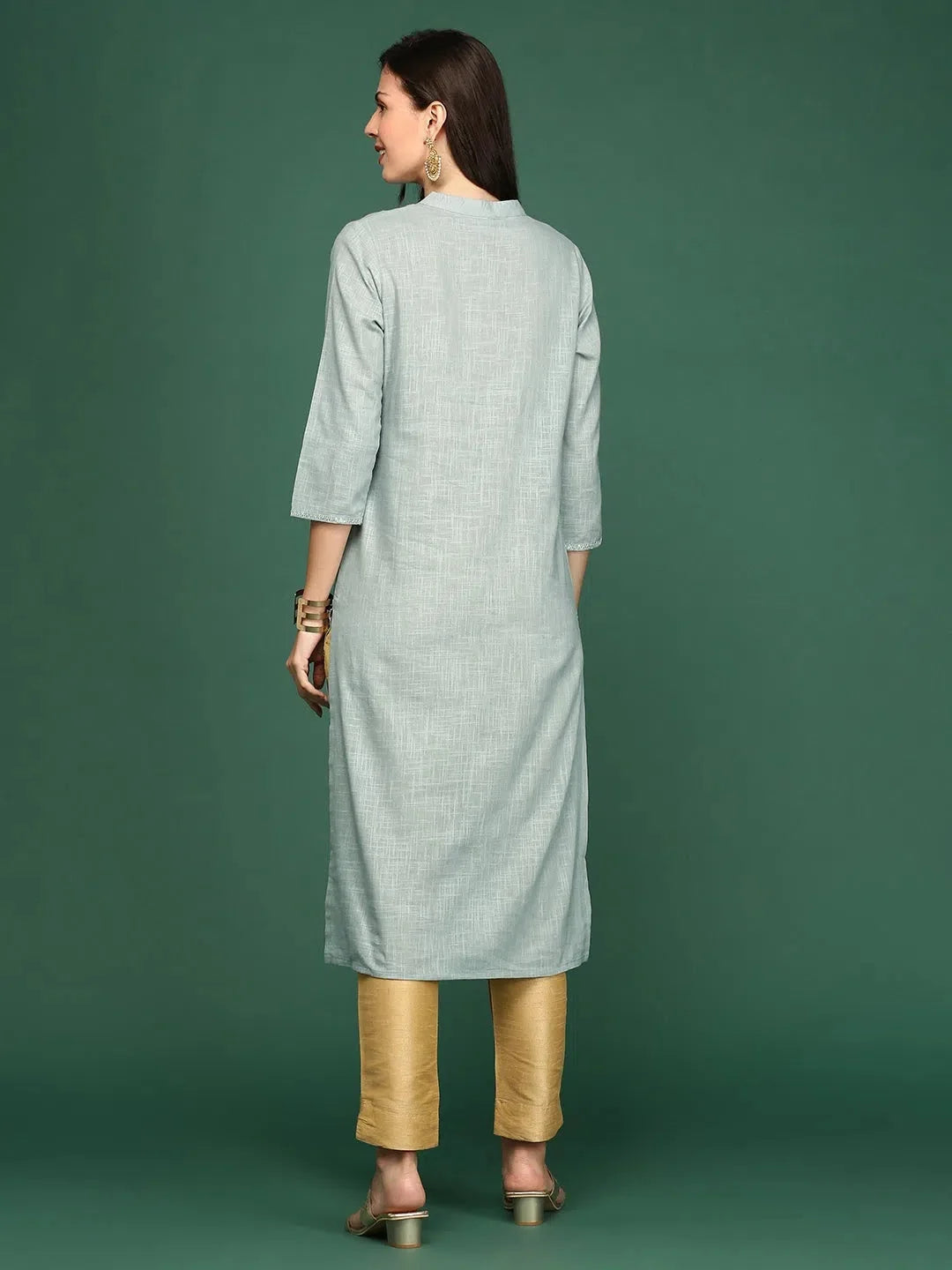 Grey Viscose Indian Kurta for Women - Straight Solid Kurti