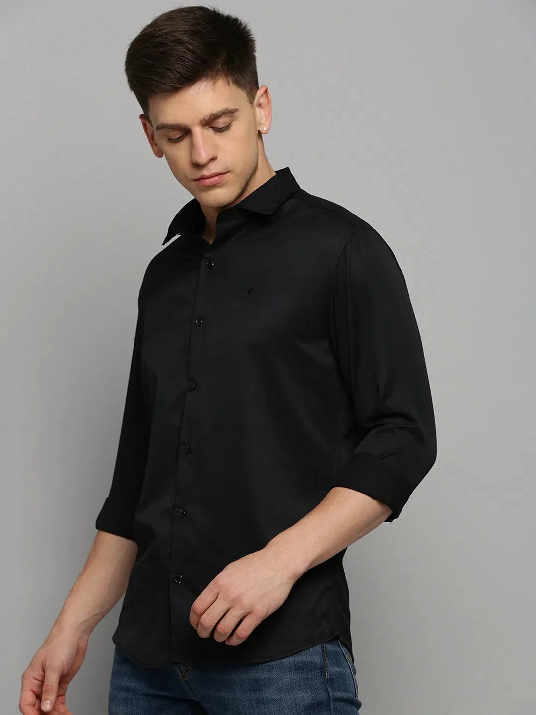 Trending Black Solid Cotton Mens Shirt | DesiQlo Formal Shirts