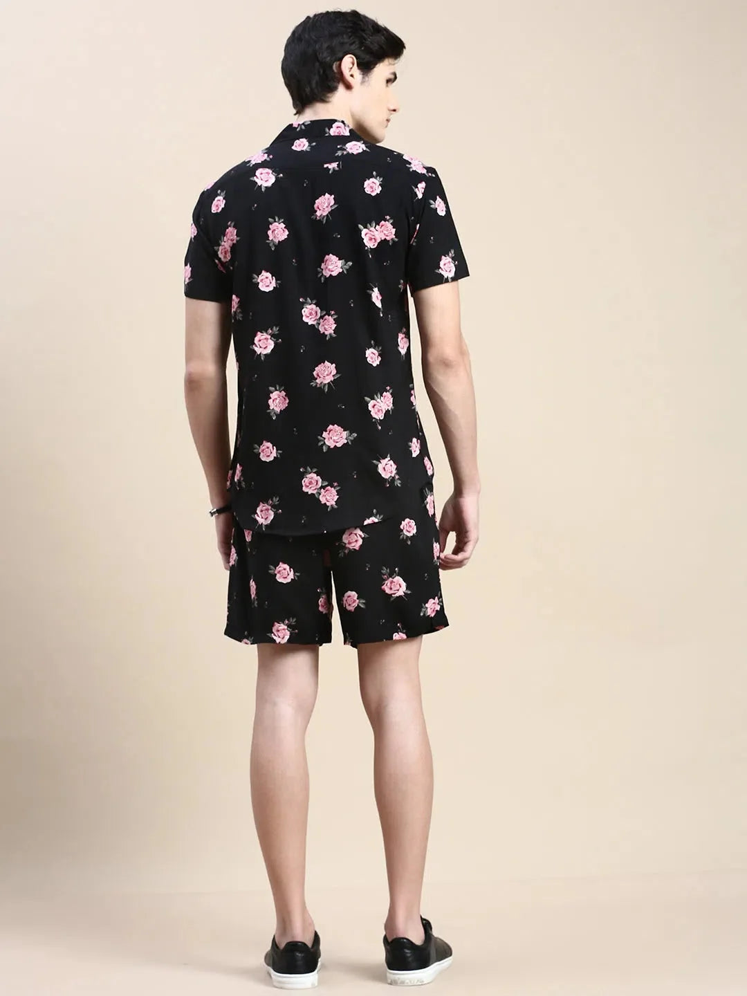 Men's Black Printed Casual Co ord Sets | Cotton Two Piece Sets