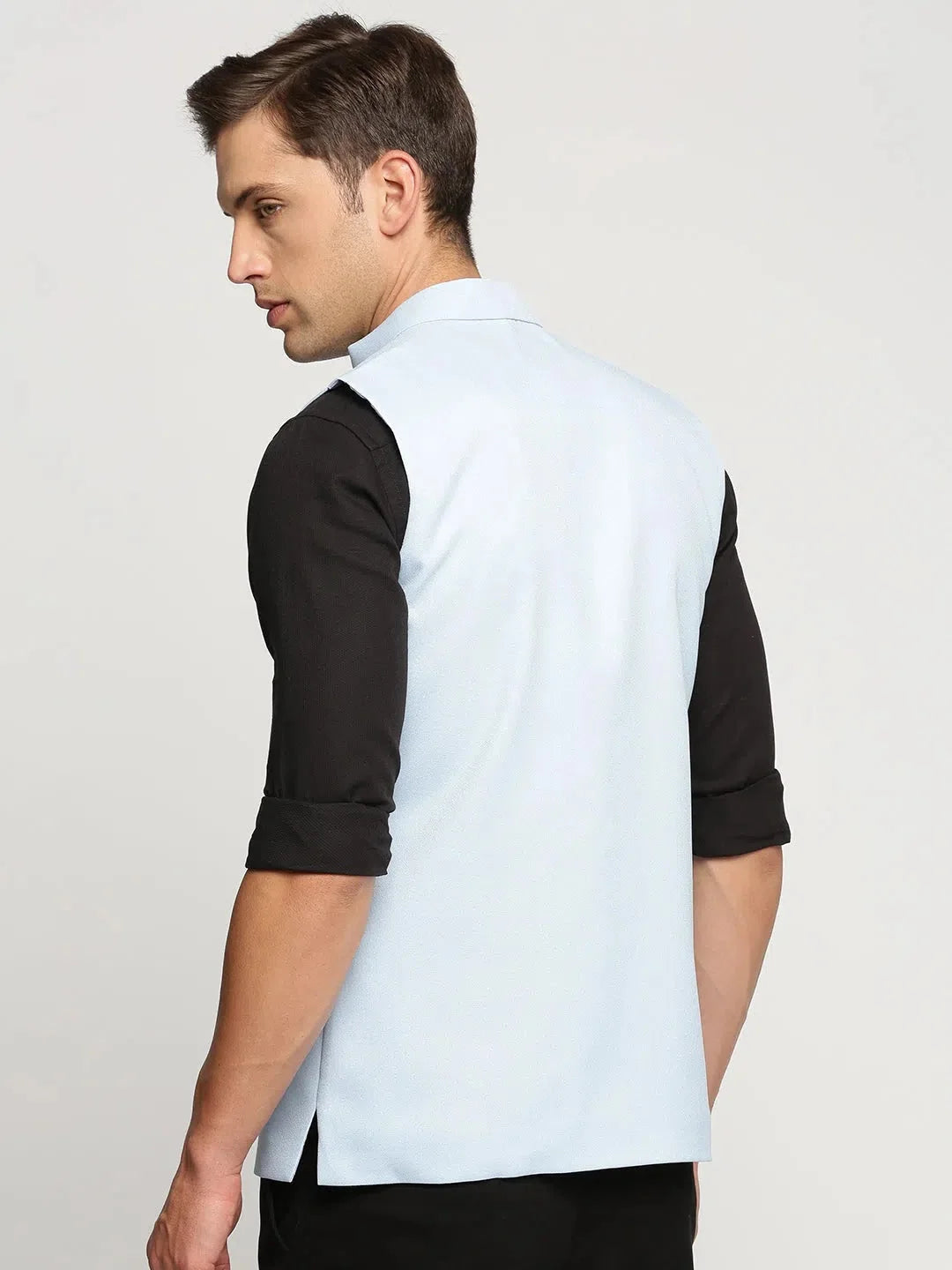 Turquoise Nehru Jacket - Men's Cotton Kurta Pajama Set Alterna...