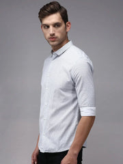Men White Printed Casual Shirt-HITECKPRINT-1385-White