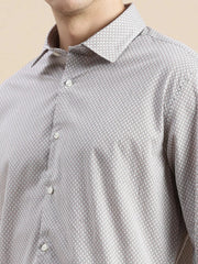 Men White Geometrical Casual Shirt-DAITON-3472-Offwhite