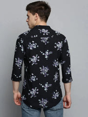 Men Black Printed Casual Shirt-COLMPRINT-3090-Black