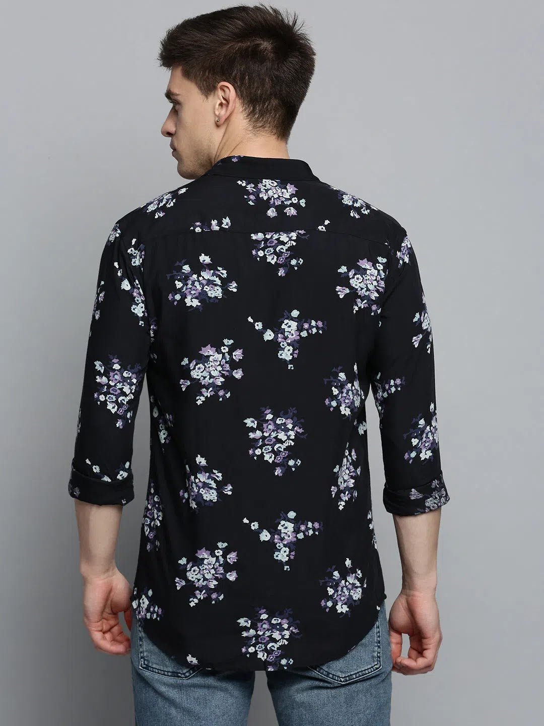 Men's Black Printed Cotton Shirt | Casual Printed Shirt