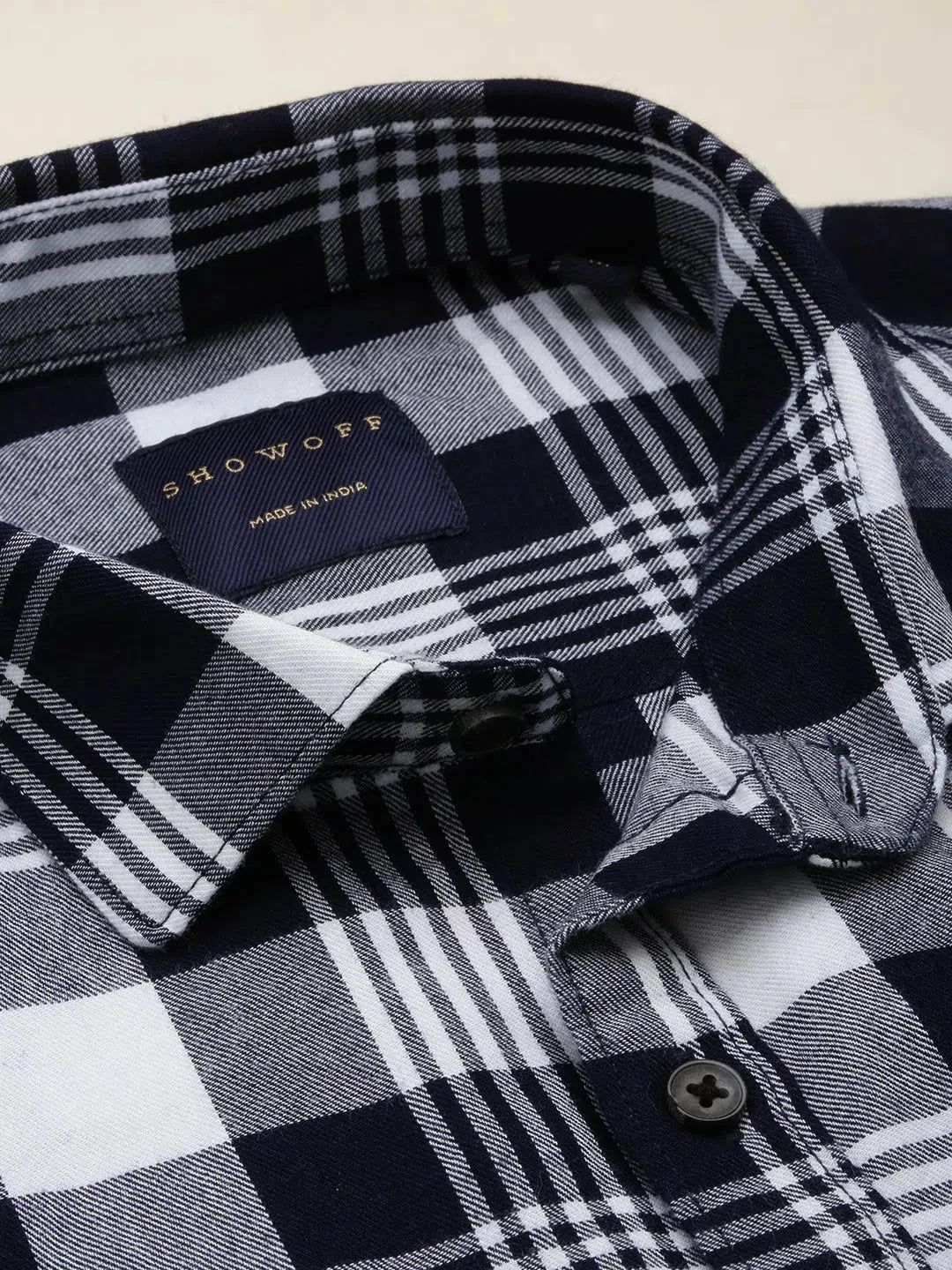 Stylish Navy Checked Mens Shirt - DesiQlo Cotton Casual Shirt