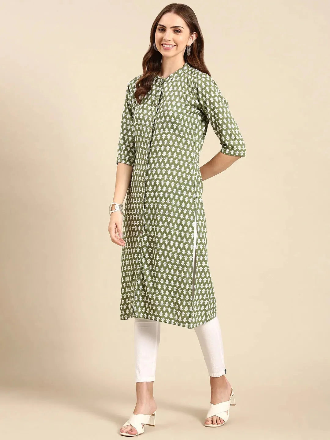 Green Printed Cotton Kurta | Trendy Indian Kurta for Women