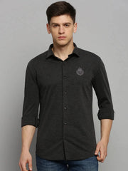 Men Grey Solid Casual Shirt-FORDKNITS-4470-Greymelange
