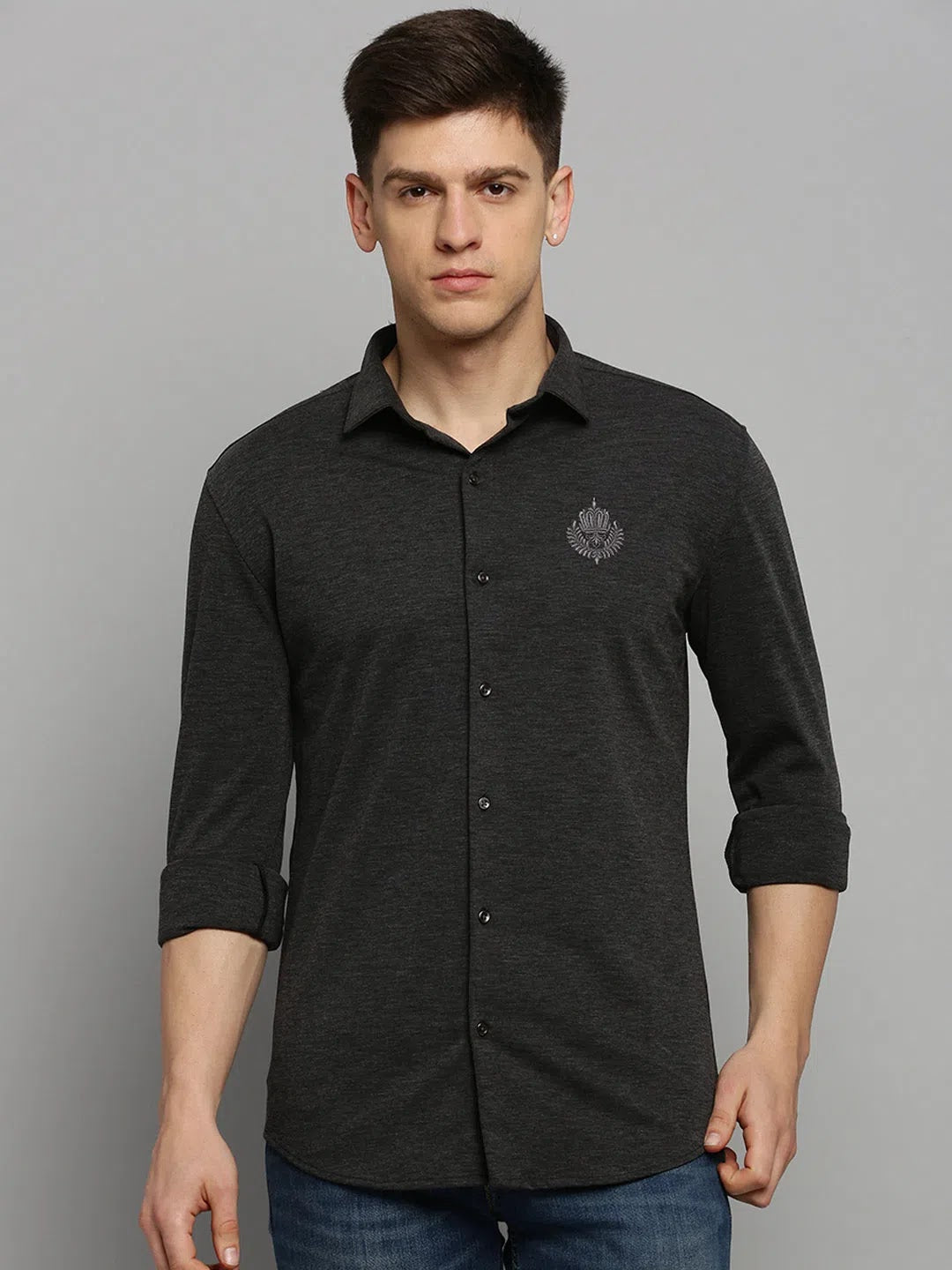 Grey Solid Mens Shirt - Stylish Cotton Casual Shirt