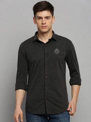 Men Grey Solid Casual Shirt-FORDKNITS-4470-Greymelange