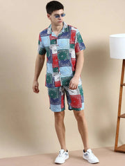 Men Multi Printed Casual Co ord Set-SEABREEZE-2112-Multi