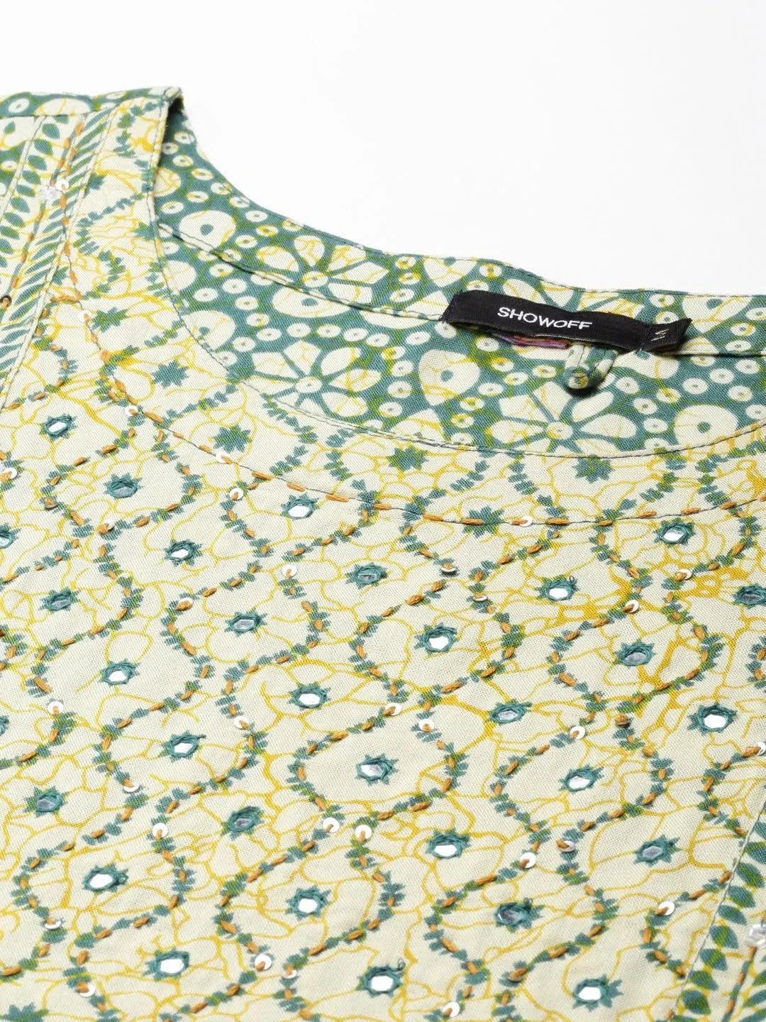 Green Printed Cotton Kurta: Shop Women's Indian Kurtis Online