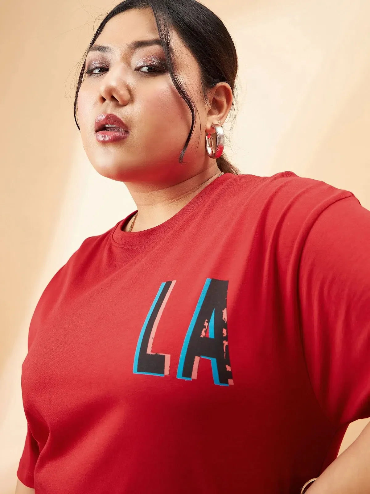 Red LA Print T-Shirt | Women's Shirts & Women's Tops Online
