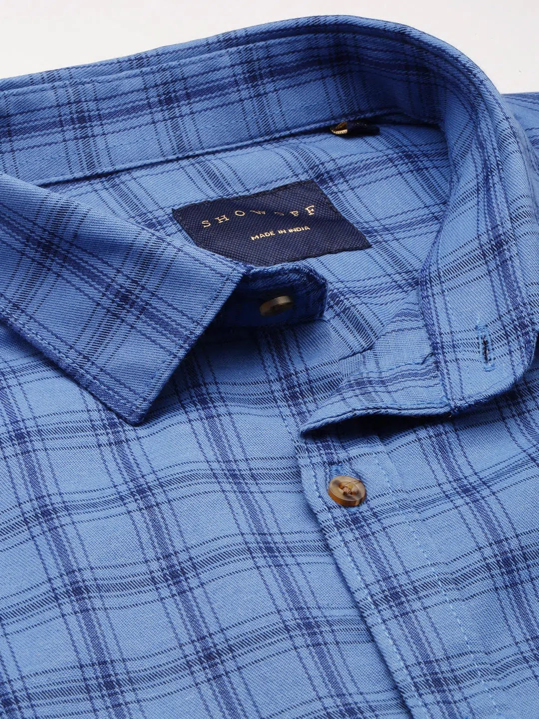 Trendy Blue Checked Mens Shirt - DesiQlo Cotton Casual Shirt