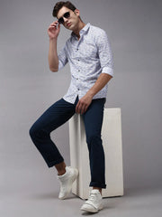 Men White Printed Casual Shirt-YONOPRINT-1497-White
