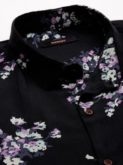 Men Black Printed Casual Shirt-COLMPRINT-3090-Black