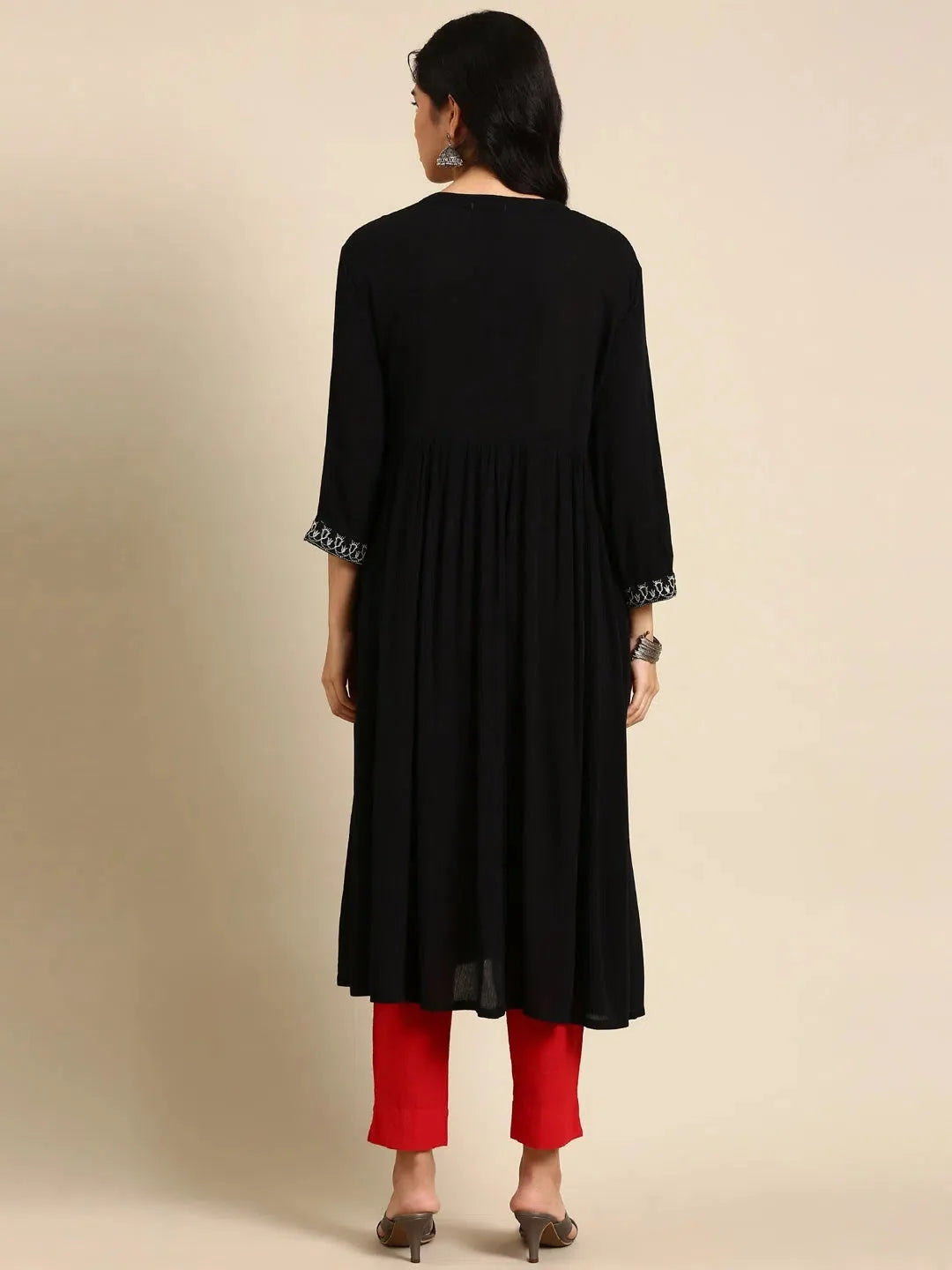 Black Solid Anarkali Kurta | Viscose Anarkali Kurtis for Women