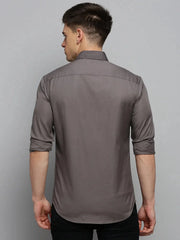 Men Grey Solid Casual Shirt-ALIFEROUSPLAIN-3368-Grey