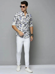 Men White Printed Casual Shirt-TKTPRINT-111-Offwhite