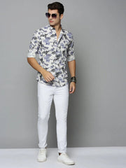 Men White Printed Casual Shirt-TKTPRINT-111-Offwhite