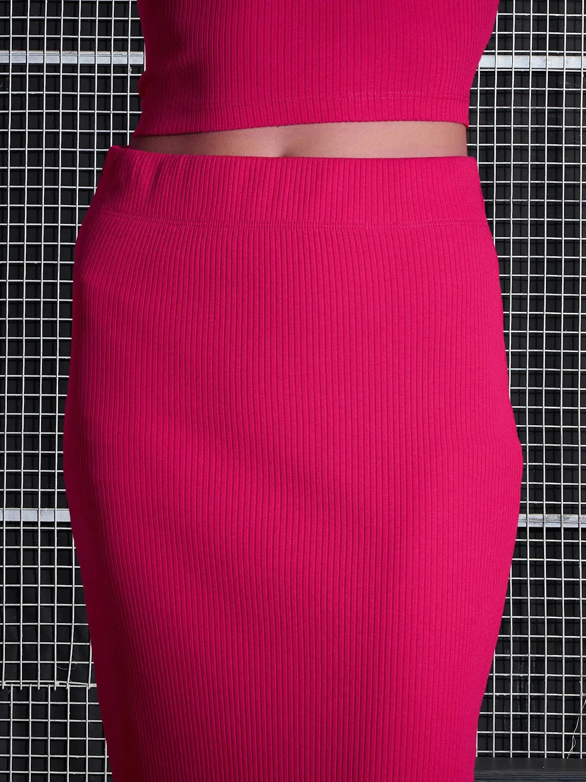 Magenta Rib Top & Skirt Set - Stylish Women's Lehenga Alternative