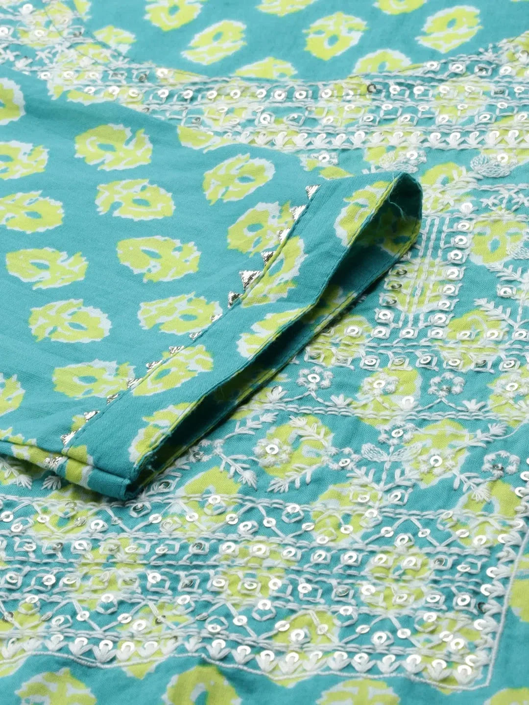 Teal Printed Kurta Set | Women's Cotton Indian Kurta Sets