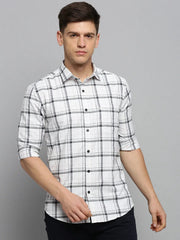 Men White Checked Casual Shirt-DALTONCHECKS-4082-Offwhite