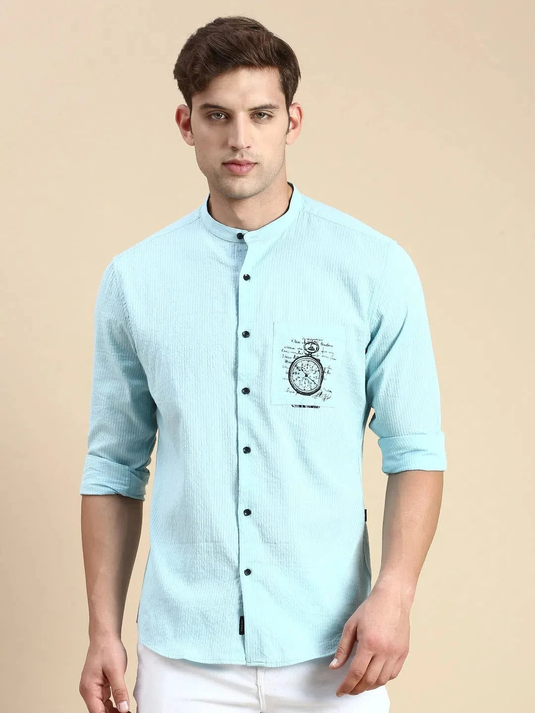 Men's Blue Solid Shirt | Cotton Casual Formal Shirts - DesiQlo